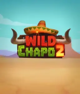 Experience the lively Mexican desert with the Wild Chapo 2 game by Relax Gaming, showcasing a whimsical bull wearing a sombrero against a serene desert backdrop. This graphic captures the fun and adventure of the game, great for players who enjoy unique themes, providing a captivating play experience.